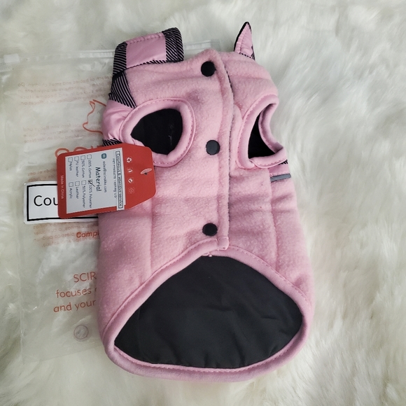 NWT SCIROKKO Pink Plaid Polar Fleece Dog Vest Winter Warm Coat Reversible Jacket - Picture 3 of 11